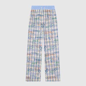 B.Sure Contrasting Heart Plaid Casual Pants